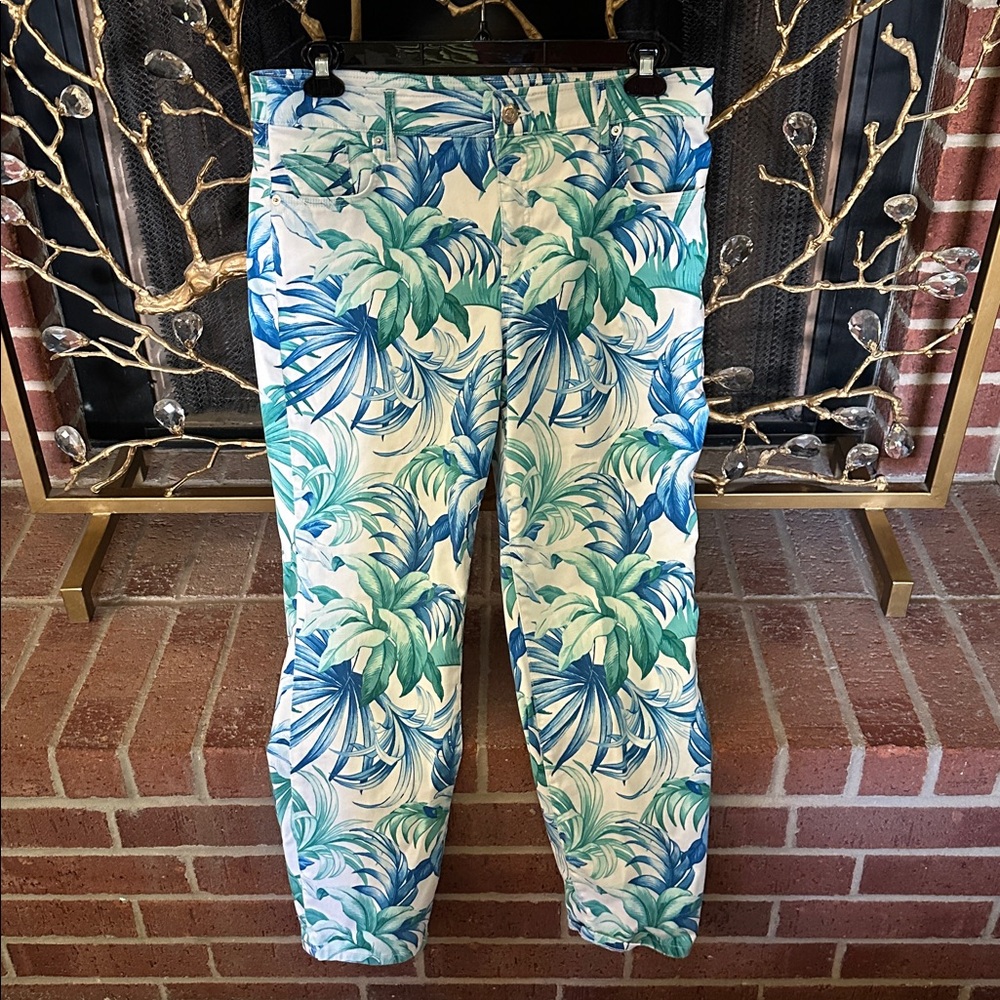 Tropical Leaf Print Women's Pants